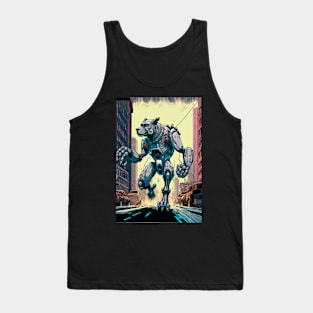 Monster giant robot cyborg dog attacking the city Tank Top